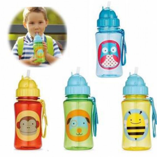Baby Kid Lovely Zoo Cartoon Animal Straw Cup Water Bottle Non-toxic Bpa Free Drinking Cup