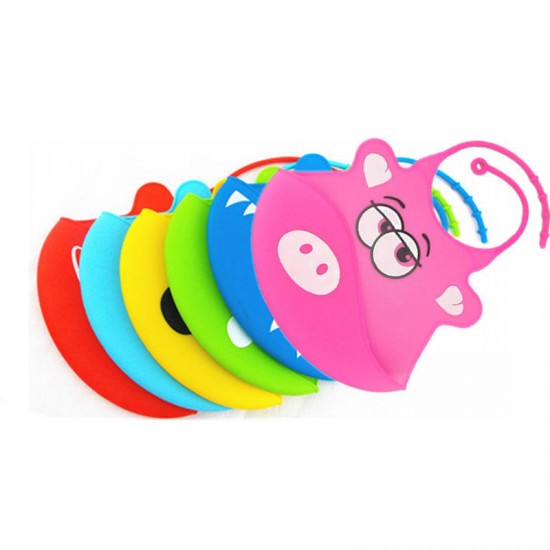 Cartoon Animal Kids Silicone Bib Baby Children Adjustable Waterproof Bib Baby Feeding Tools Crumb Catcher