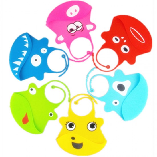 Cartoon Animal Kids Silicone Bib Baby Children Adjustable Waterproof Bib Baby Feeding Tools Crumb Catcher