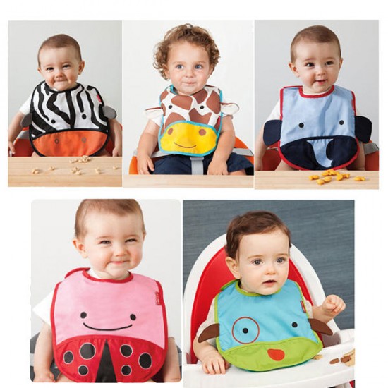 Cute Cartoon Animal Baby Infant Waterproof Bibs Scarf Feeding Supplies