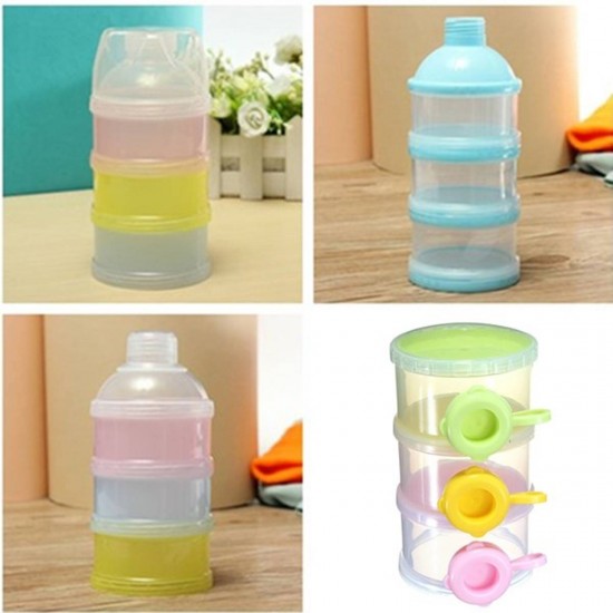 Random Color 3 Layer Baby Milk Feed Powder Dispenser Container Compartment Travel Bottle Storage Box