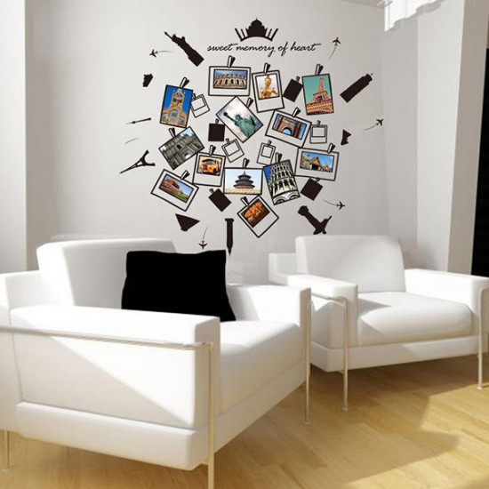 Creative Kids Travel Memory Room Decor Children Hollow Building Album Wall Stickers