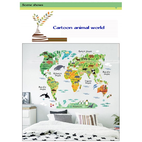 Kids Room Home Decor Great Colorful World Map DIY Removable Wall sticker Decal