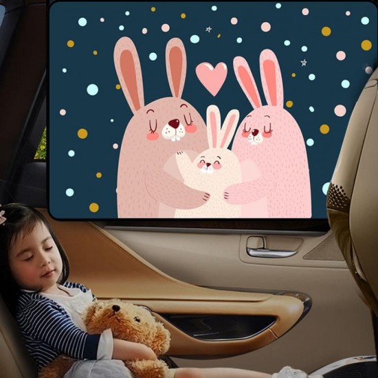 Cartoon Magnetic Car Sun Protector Side Window Sunshade Curtain Summer Adjustable Sunscreen Baby Shade Solar UV Foils