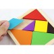 Rainbow Color Wooden Tangram 7 Piece Puzzle Brain Teaser Puzzle