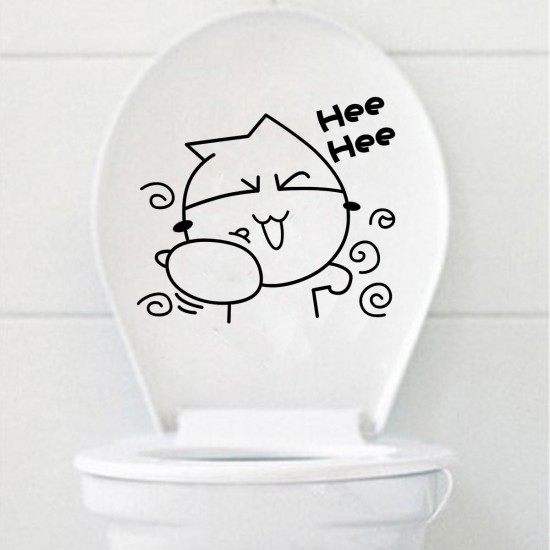 Cartoon Closetool Sticker Bathroom Waterproof Toilet Seat Cover Wall Decal Home Decor