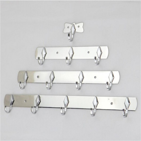 1/3/4/5 Hooks Stainless Clothes Wall Hanger Bathroom Towel Rack