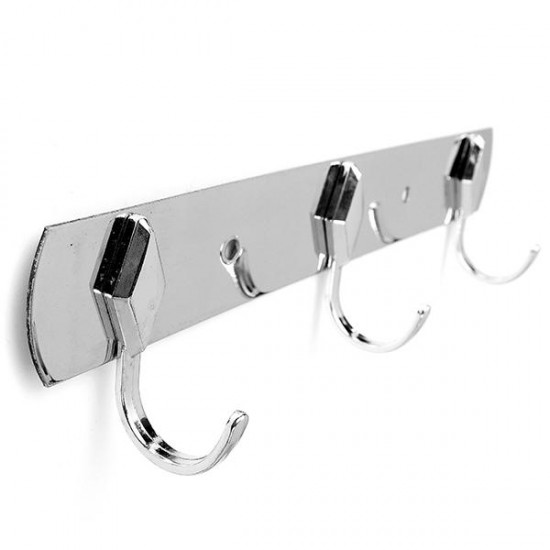 1/3/4/5 Hooks Stainless Clothes Wall Hanger Bathroom Towel Rack