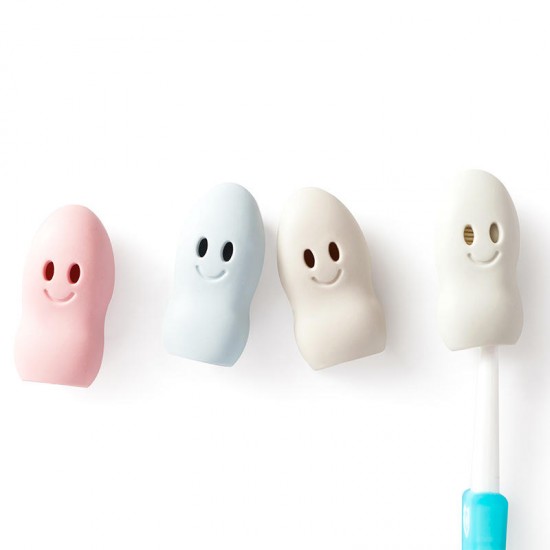 2PCS Cute Smile Face Toothbrush Head Boxes Holder Travel Portable Toothbrush Head Stopper Bathroom Accessories Sets