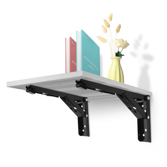 2Pcs 12" L-Shaped Folding Triangle Bracket Storage Table Wall Shelf Bracket Bathroom Shelf