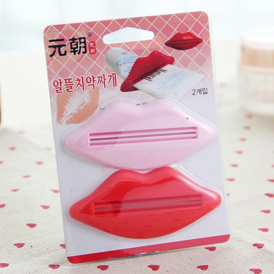 2pcs Lip Kiss Bathroom Toothpaste Dispenser Facial Cleanser Tube Cream Squeezer