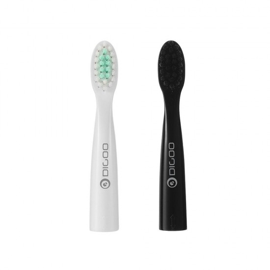 2Pcs Digoo DG-LS11 Folding Travel Sonic Electric Toothbrush Heads Black & White