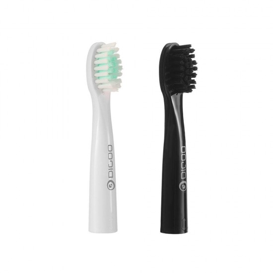 2Pcs Digoo DG-LS11 Folding Travel Sonic Electric Toothbrush Heads Black & White