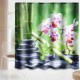 180x180CM Bamboo Pebble Orchid Toilet Rug Mat Bathroom Shower Curtain with Hooks