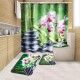 180x180CM Bamboo Pebble Orchid Toilet Rug Mat Bathroom Shower Curtain with Hooks