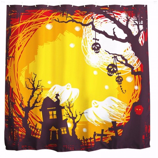 180x180cm Halloween Flying Ghost Polyester Shower Curtain Bathroom Decor with 12 Hooks