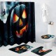 180x180cm Halloween Pumpkin Bathroom Shower Curtains Toliet Mat Rug With 12 Hooks