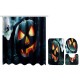 180x180cm Halloween Pumpkin Bathroom Shower Curtains Toliet Mat Rug With 12 Hooks