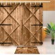 71" Creative Shower Curtain Rustic Nail Wood Barn Door Bathroom Decor Waterproof Fabric Curtain