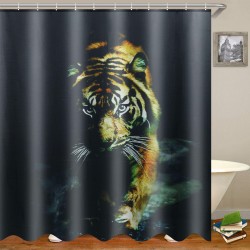 72"X 72" Wildlife Animal Nature Decor Tiger Bathroom Decor Shower Curtain with Plastic Shower Hooks
