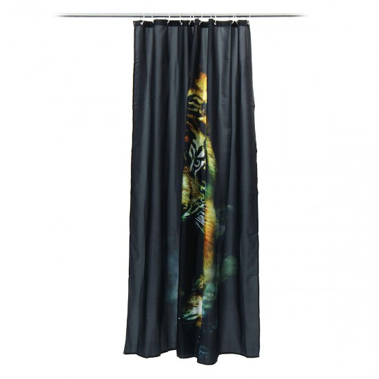 72"X 72" Wildlife Animal Nature Decor Tiger Bathroom Decor Shower Curtain with Plastic Shower Hooks
