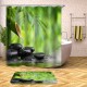 Bamboo Stone Non-Slip Rug Toilet Lid Cover Bath Mat Shower Curtain With 12 Rings