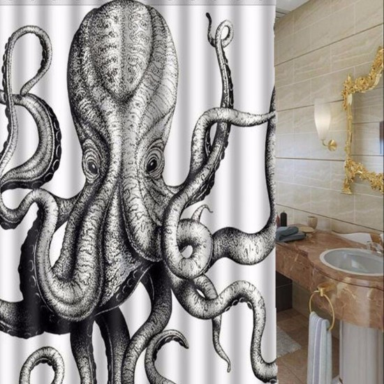 Octopus Bathroom Waterproof Shower Curtain Polyester Fabric Bathroom Curtain