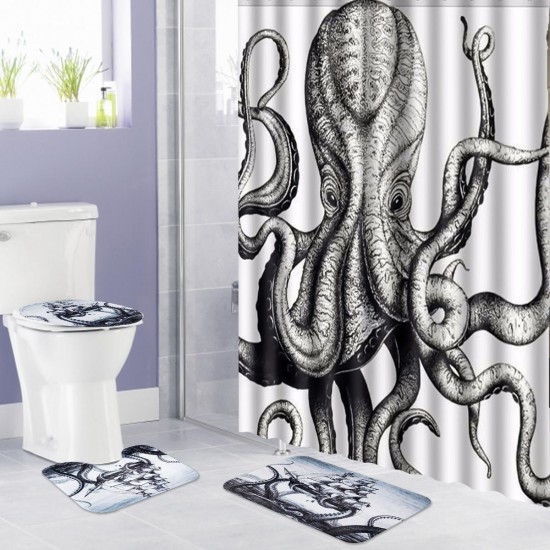 Octopus Bathroom Waterproof Shower Curtain Polyester Fabric Bathroom Curtain