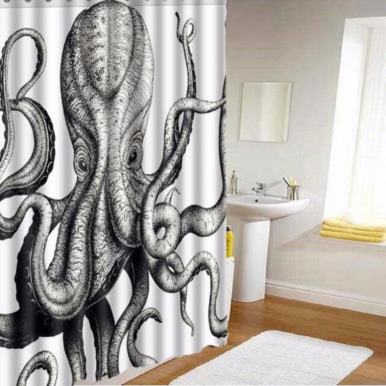 Octopus Bathroom Waterproof Shower Curtain Polyester Fabric Bathroom Curtain