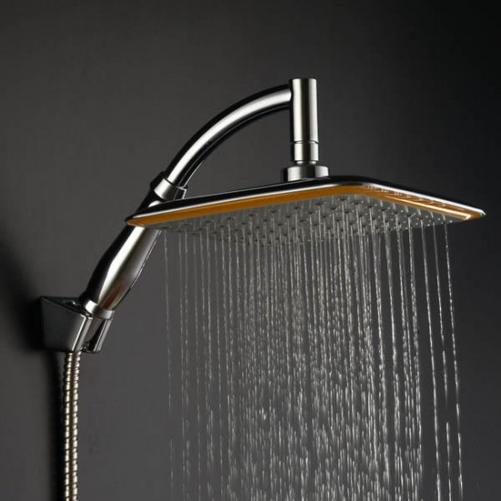 9 Inch Square Thin Rotatable Top Rain Shower Head Stainless Steel Water Saving Pressure Sprayer