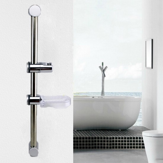 Aluminium Shower Head Riser Slide Rail Adjustable Brackets with Soap Dish