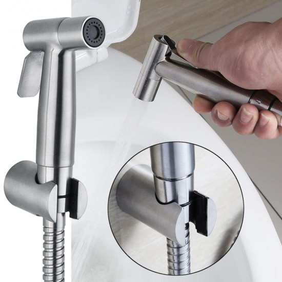 Brushed Stainless Toilet Handheld Bidet Spray  Douche Shower Set Toilet Shattaf Sprayer Douche Kit Bidet Faucet