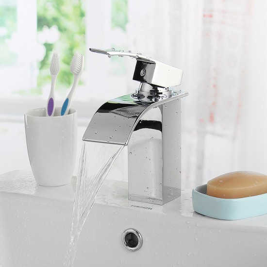 Bathroom Sink Faucet Ordinary Copper Waterfall Single-style Hot And Cold Mixer Tap Bathroom Sink Faucet Ordinary Copper Waterfall Single-style Hot And Cold Mixer Tap