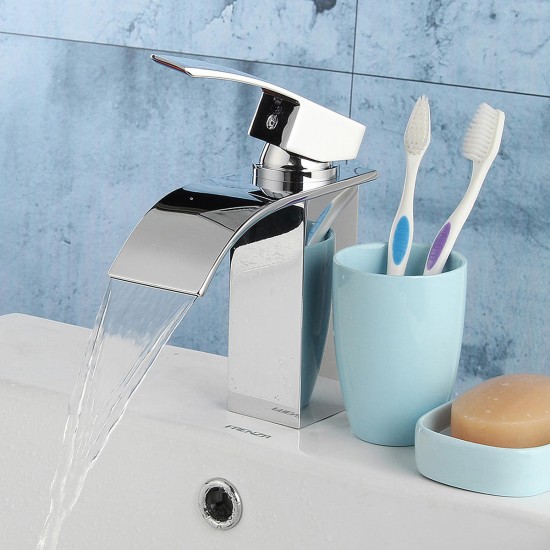 Bathroom Sink Faucet Ordinary Copper Waterfall Single-style Hot And Cold Mixer Tap Bathroom Sink Faucet Ordinary Copper Waterfall Single-style Hot And Cold Mixer Tap