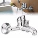 Chrome Bathroom Mixer Faucet Tap Bathtub Shower Head Hot Cold Mixing Vavle Knob Spout Wall Mount