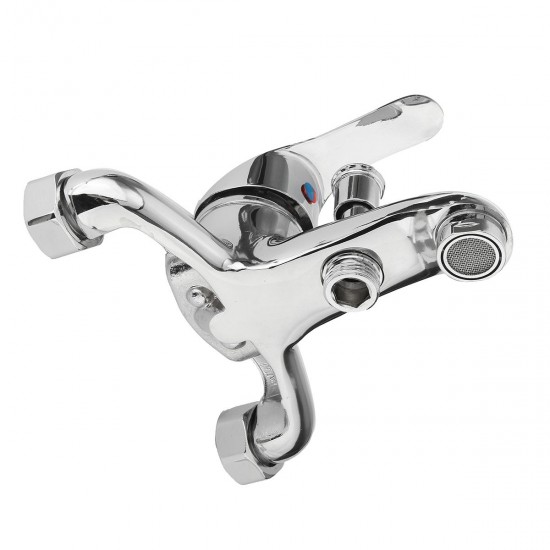 Chrome Bathroom Mixer Faucet Tap Bathtub Shower Head Hot Cold Mixing Vavle Knob Spout Wall Mount