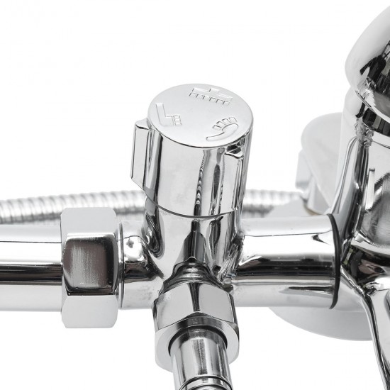 Chrome Brass Shower Head Set Supercharged Hot Cold Shower Faucet with Hand Shower Tub Mixer Tap