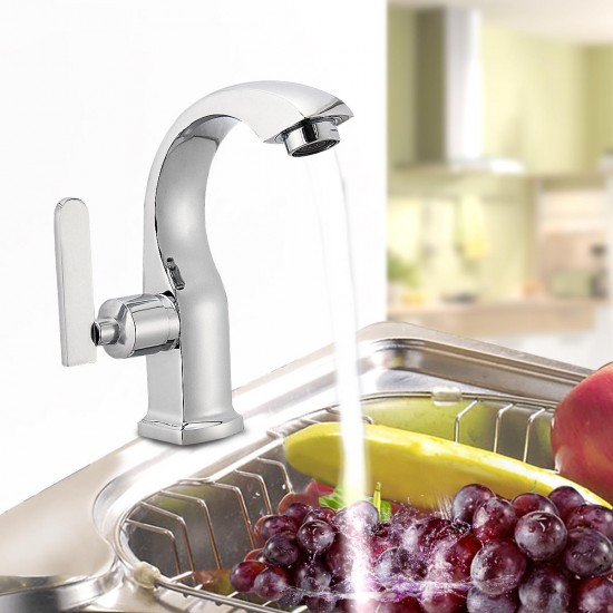 Chrome Finish Single Lever Home Bathroom Basin Faucet Spout Sink Cold Water Tap Chrome Finish Single Lever Home Bathroom Basin Faucet Spout Sink Cold Water Tap