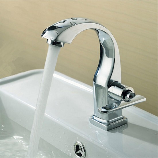 Chrome Finish Single Lever Home Bathroom Basin Faucet Spout Sink Cold Water Tap