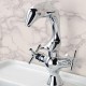 Creative Dolphin Shape Double Handle Basin Sink Mixer Tap Chrome Finish Faucet