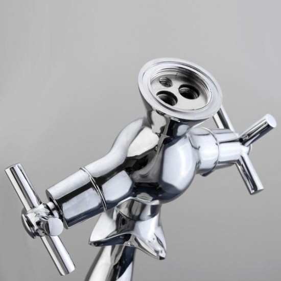 Creative Dolphin Shape Double Handle Basin Sink Mixer Tap Chrome Finish Faucet Creative Dolphin Shape Double Handle Basin Sink Mixer Tap Chrome Finish Faucet