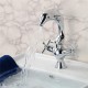 Creative Dolphin Shape Double Handle Basin Sink Mixer Tap Chrome Finish Faucet