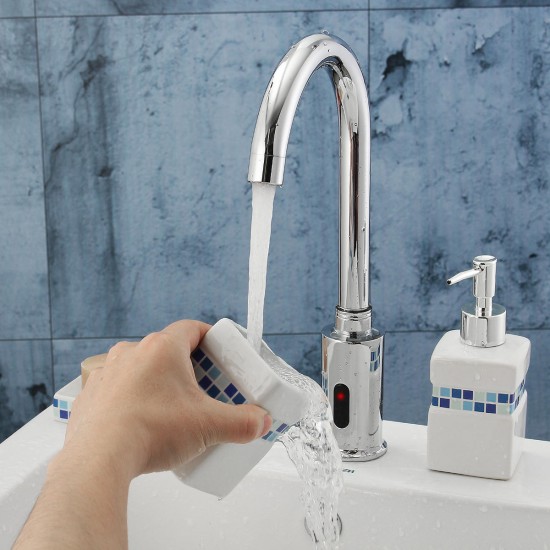 Hands Touch Free Automatic Electronic Sensor Control Bathroom Kitchen Sink Tap Basin Faucet