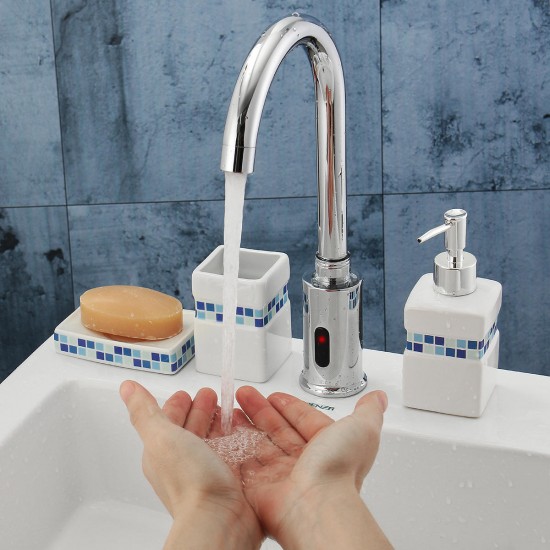 Hands Touch Free Automatic Electronic Sensor Control Bathroom Kitchen Sink Tap Basin Faucet