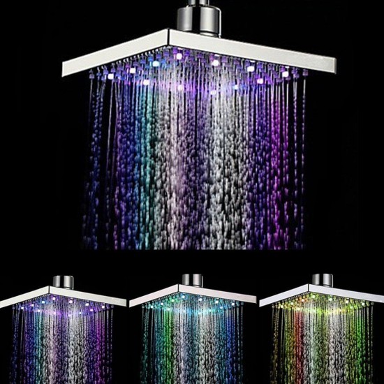 360° Adjustable Chrome Water Temperature Controlled Multi-Color LED Shower Head