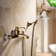 Antique Brass Shower Head Bathroom Tub Faucet Hand Held Tap Spray Waterfall Set