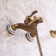 Antique Brass Shower Head Bathroom Tub Faucet Hand Held Tap Spray Waterfall Set