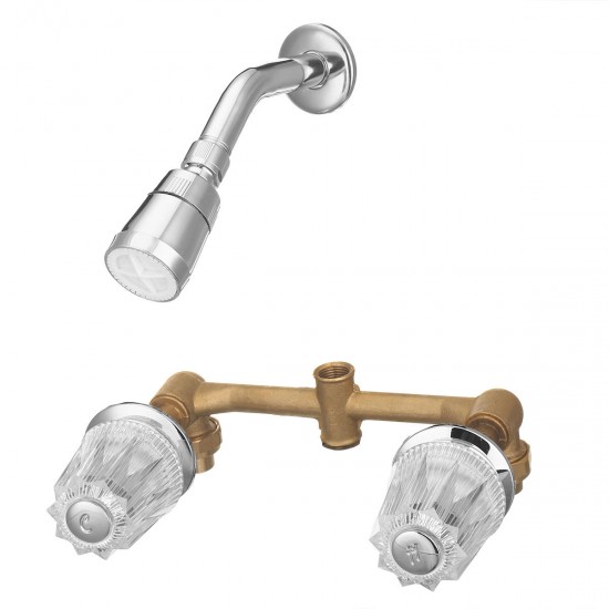 Bathroom Basin Shower Mixer Tap Double Handle Brass Bath Tub Shower Head Faucet Spout