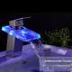 Bathroom LED Waterfall Faucet Sink Hot Cold Mixer Tap Temperature Control Light Tap