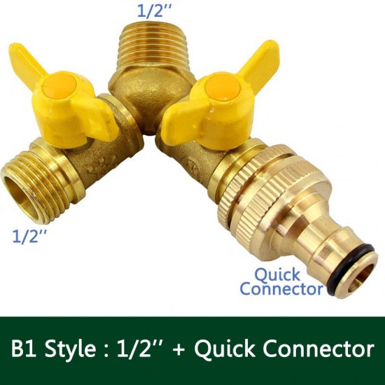 2 Way Garden Hose Splitter Y Ball Valve Connector Outdoor Faucet Sprinkler Drip Irrigation System